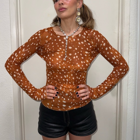 Zara Tops - Zara Animsl-Print Long Sleeve Top